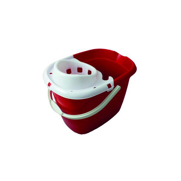 Plastic Mop Bucket with Wringer - Red